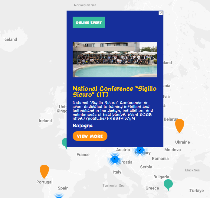La scheda del Congresso Nazionale Sigillo Sicuro sulla mappa degli eventi dell'Heat Pump Day